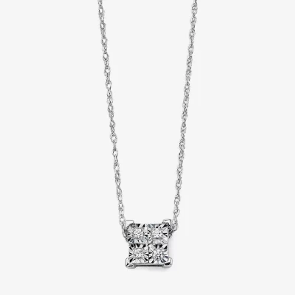 Diamond-Accent 10K White Gold Square Necklace