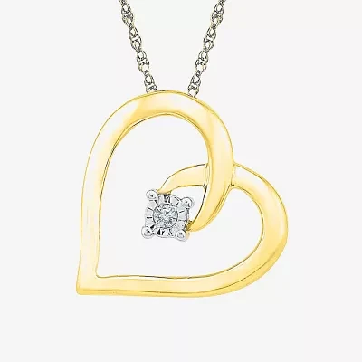 Diamond-Accent 10K Yellow Gold Heart Pendant Necklace