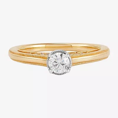 Womens 1 CT. T.W. Natural White Diamond 14K Gold Engagement Ring