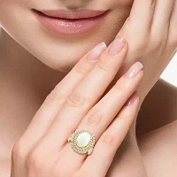 Effy Final Call Genuine White Opal & 3/8 CT. T.W. Natural Diamond 14K Gold Oval Halo Cocktail Ring