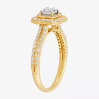 Womens 1/2 CT. T.W. Natural White Diamond 10K Gold Halo Engagement Ring