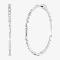 1 CT. T.W. Natural White Diamond Sterling Silver 42mm Hoop Earrings