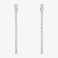 1 CT. T.W. Natural White Diamond Sterling Silver 42mm Hoop Earrings