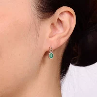 1/4 CT. T.W. Genuine Green Emerald 10K Gold Drop Earrings