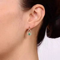 1/3 CT. T.W. Genuine Green Emerald 10K Gold Drop Earrings