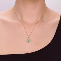 Womens 1/ CT. T.W. Genuine Green Emerald 10K Gold Pendant Necklace