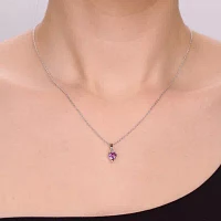 Heart-Shaped Genuine Amethyst Sterling Silver Pendant Necklace