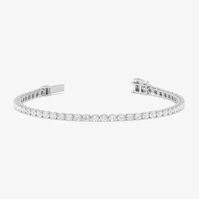 F / Si2) Womens 5 CT. T.W. Lab Grown White Diamond 10K White Gold 7.5 Inch Tennis Bracelet