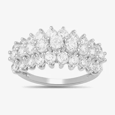 Womens 2 CT. T.W. Lab Grown White Diamond 10K Gold Cluster Cocktail Ring