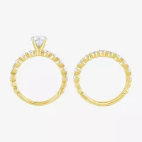 G / Si2) Womens 2 CT. T.W. Lab Grown White Diamond 10K Gold Round Side Stone Bridal Set