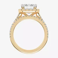 G-H / Vs2-Si1) Womens / CT. T.W. Lab Grown White Diamond 14K Gold Side Stone Halo Bridal Set