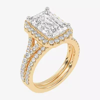 G-H / Vs2-Si1) Womens / CT. T.W. Lab Grown White Diamond 14K Gold Side Stone Halo Bridal Set