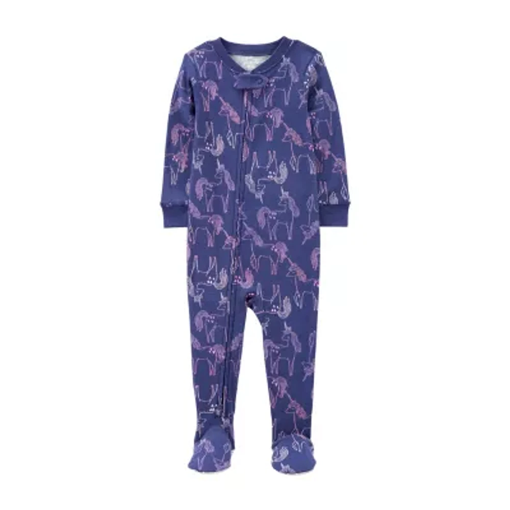 Carter's Toddler Girls Crew Neck Long Sleeve Footed Pajamas