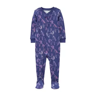 Carter's Toddler Girls Crew Neck Long Sleeve Footed Pajamas