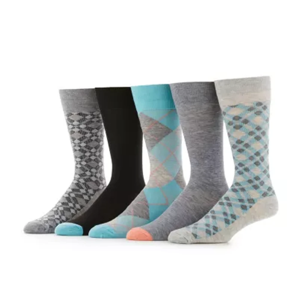 Stafford Poly Blend Casual Dress 5 Pair Crew Socks Mens