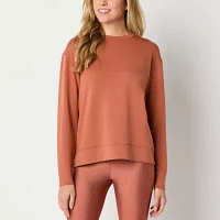 Xersion Womens Soft French Terry Crew Neck Long Sleeve Sweatshirt