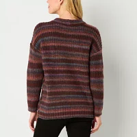 a.n.a Womens Crew Neck Long Sleeve Striped Pullover Sweater