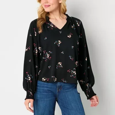 a.n.a Womens V Neck Long Sleeve Blouse