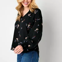 a.n.a Womens V Neck Long Sleeve Blouse