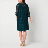 Maya Brooke Womens Windowpane Jacket Dress