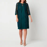 Maya Brooke Womens Windowpane Jacket Dress