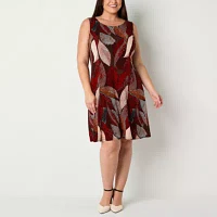 Perceptions Womens Leaf Jacket Dress Plus