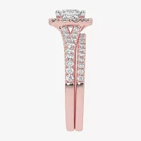 G-H / Vs2-Si1) Womens / CT. T.W. Lab Grown White Diamond 14K Rose Gold Side Stone Halo Bridal Set