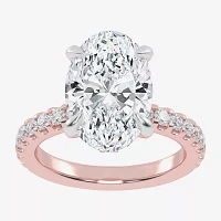 (G-H / Vs2-Si1) Womens 3 1/2 CT. T.W Lab Grown White Diamond 14K Gold Side Stone Engagement Ring