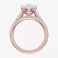 (G-H / Vs2-Si1) Womens 5 CT. T.W. Lab Grown White Diamond 14K Gold Side Stone Bridal Set