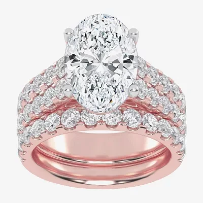 (G-H / Vs2-Si1) Womens 5 CT. T.W. Lab Grown White Diamond 14K Gold Side Stone Bridal Set