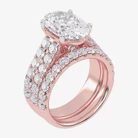 (G-H / Vs2-Si1) Womens 5 CT. T.W. Lab Grown White Diamond 14K Gold Side Stone Bridal Set