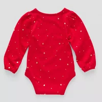 Okie Dokie Baby Girls Round Neck Long Sleeve Bodysuit