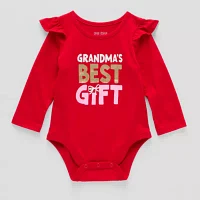 Okie Dokie Baby Girls Round Neck Long Sleeve Bodysuit