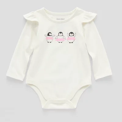 Okie Dokie Baby Girls Round Neck Long Sleeve Bodysuit