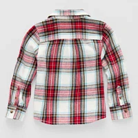 Okie Dokie Toddler Boys Adaptive Long Sleeve Flannel Shirt