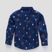 Okie Dokie Toddler & Little Boys Long Sleeve Button-Down Shirt