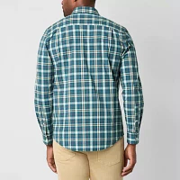 St. John's Bay Stretch Poplin Mens Classic Fit Long Sleeve Button-Down Shirt