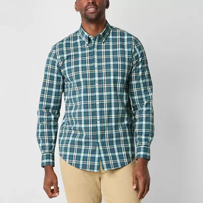 St. John's Bay Stretch Poplin Mens Classic Fit Long Sleeve Button-Down Shirt