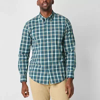 St. John's Bay Stretch Poplin Mens Classic Fit Long Sleeve Button-Down Shirt
