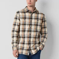 mutual weave Mens Easy-on + Easy-off Adaptive Regular Fit Long Sleeve Flannel Shirt