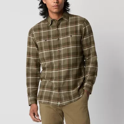 mutual weave Mens Easy-on + Easy-off Regular Fit Long Sleeve Flannel Shirt