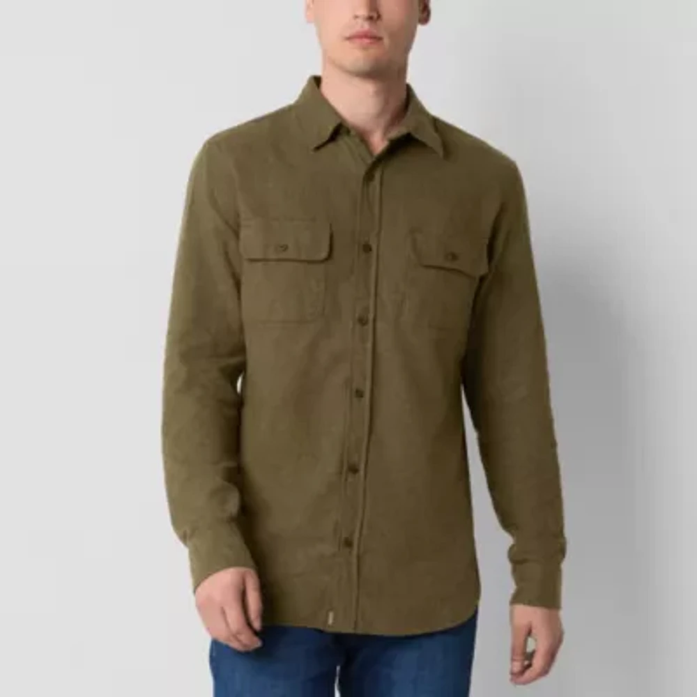 mutual weave Mens Easy-on + Easy-off Regular Fit Long Sleeve Flannel Shirt