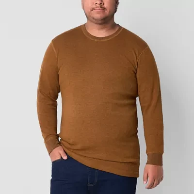 St. John's Bay Waffle Big and Tall Mens Crew Neck Long Sleeve Regular Fit Thermal Top