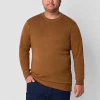 St. John's Bay Waffle Big and Tall Mens Crew Neck Long Sleeve Regular Fit Thermal Top