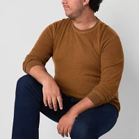 St. John's Bay Waffle Big and Tall Mens Crew Neck Long Sleeve Regular Fit Thermal Top