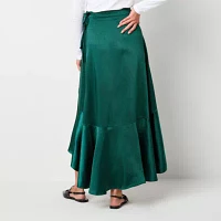 Ryegrass Womens High Rise Low Wrap Skirt