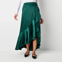 Ryegrass Womens High Rise Low Wrap Skirt