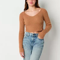 Forever 21 Juniors Womens V Neck Long Sleeve Pullover Sweater