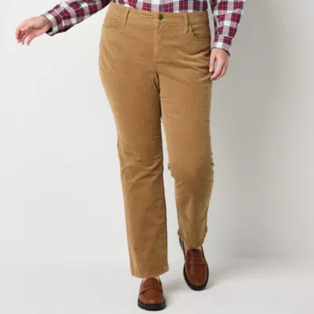 St. John's Bay Womens Mid Rise Straight Corduroy Pant - Plus