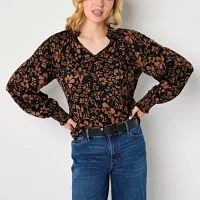 a.n.a Womens V Neck Long Sleeve Blouse